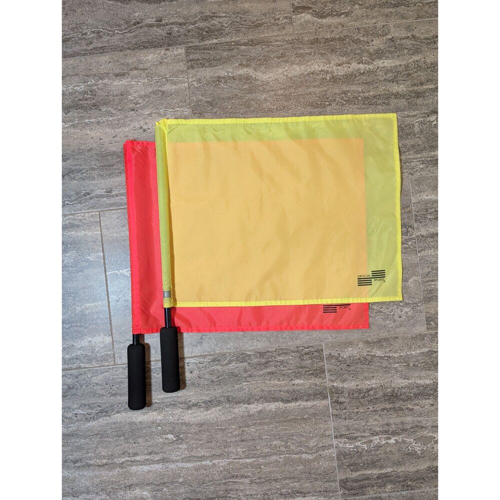 Official Sports Soccer Referee Linesman Flags Set Orange Yellow